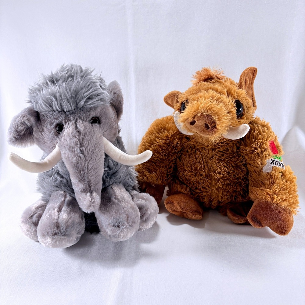 Dan Dee Collectors Choice Woolly Mammoth and‎ Boar 10" 2 Stuffed Plush Animals